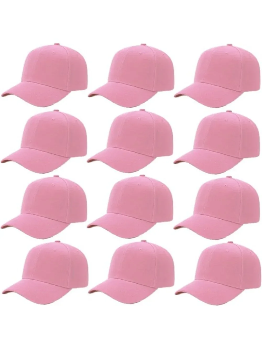 12-Pack Adjustable Unisex Baseball Caps - Blank Design for Customization